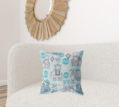 18" X 18" Gray And Pink Paisley Blown Seam Suede Throw Pillow