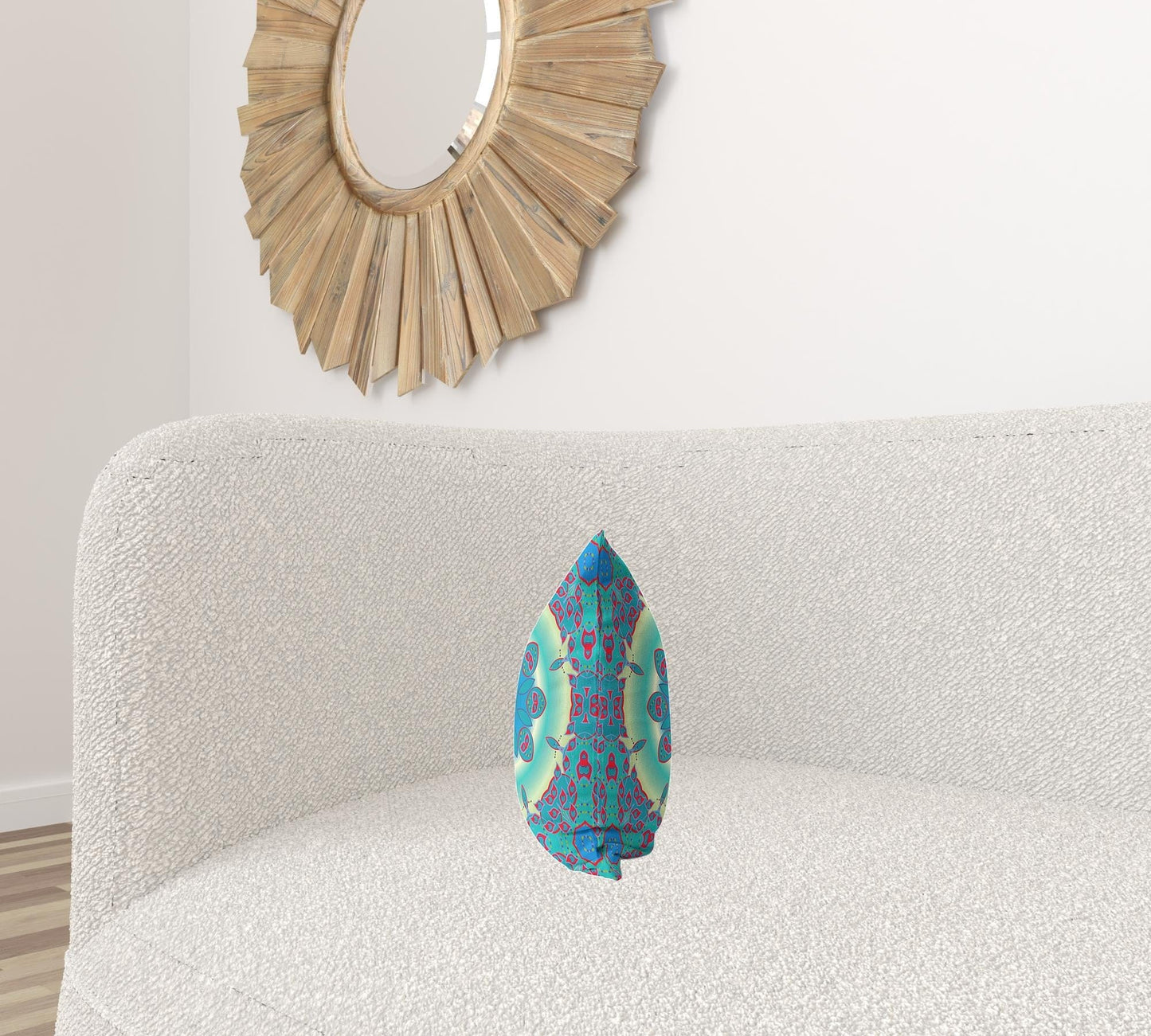 16" X 16" Green And Red Geometric Blown Seam Suede Throw Pillow