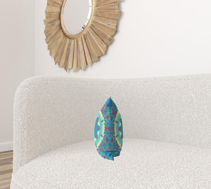 16" X 16" Green And Red Geometric Blown Seam Suede Throw Pillow