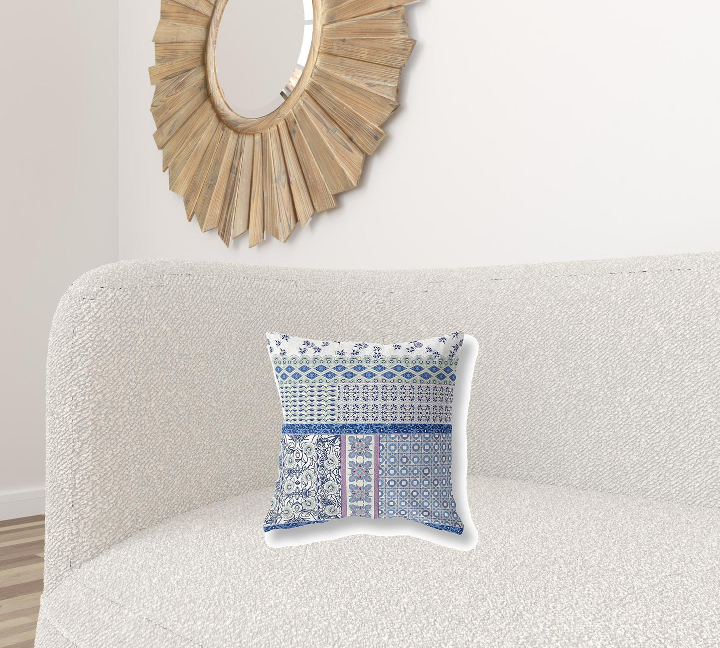 16” Blue Lavender Patch Blown & Closed Suede Throw Pillow