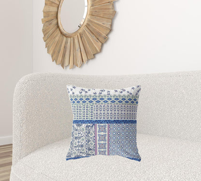 18” Blue Lavender Patch Blown & Closed Suede Throw Pillow