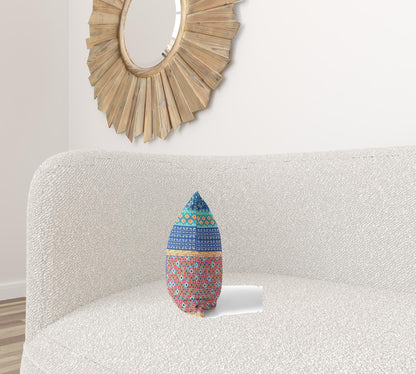 16” Blue Orange Patch Blown & Closed Suede Throw Pillow