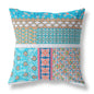 16” Turquoise White Patch Blown & Closed Suede Throw Pillow