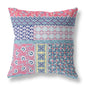 16” Pink Teal Patch Blown & Closed Suede Throw Pillow