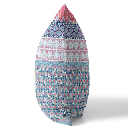 18” Pink Teal Patch Blown & Closed Suede Throw Pillow