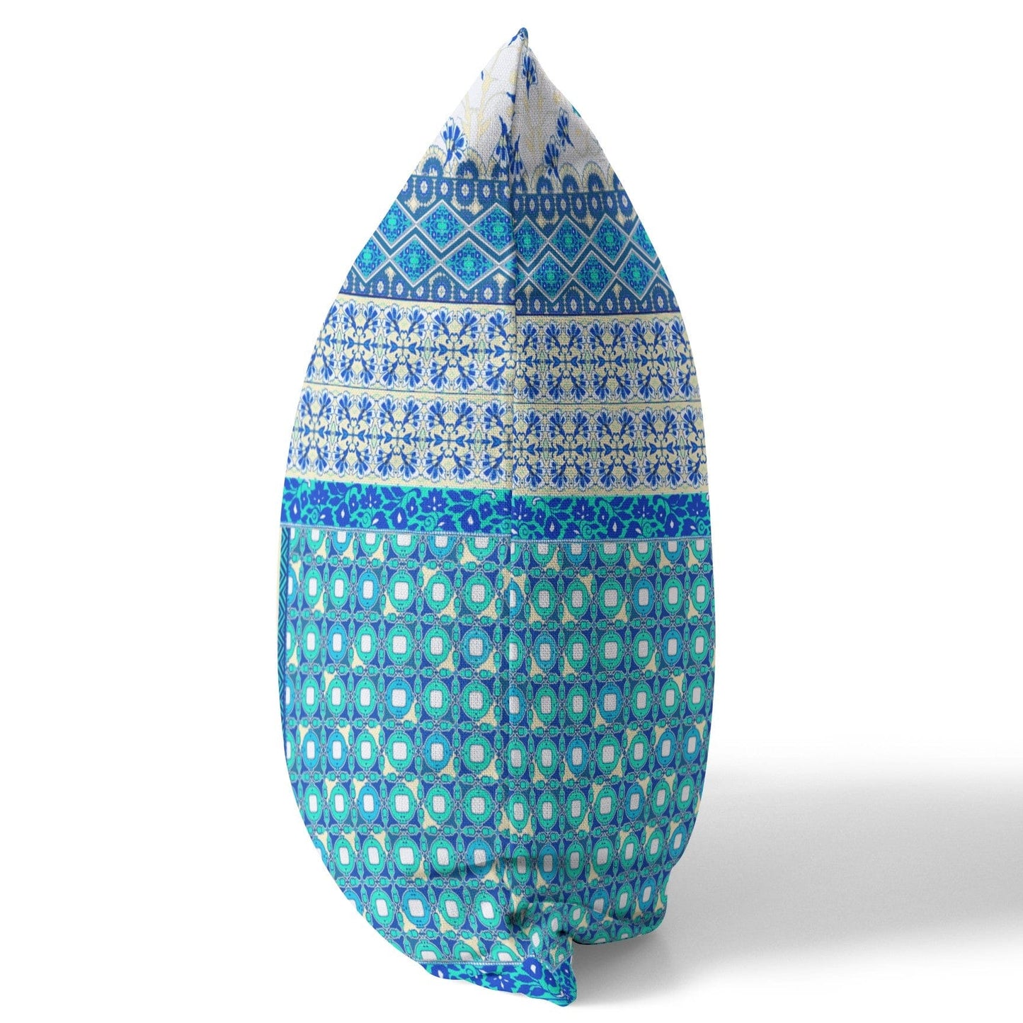 18” Turquoise Blue Patch Blown & Closed Suede Throw Pillow