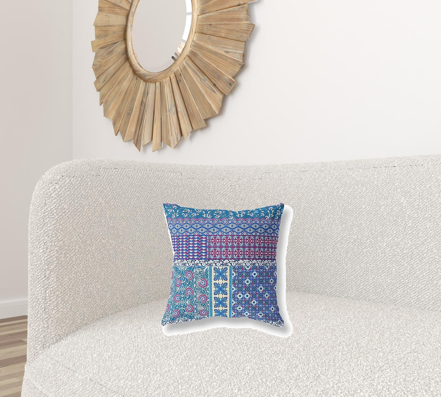 16” Navy Plum Patch Blown & Closed Suede Throw Pillow