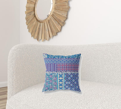 18” Navy Plum Patch Blown & Closed Suede Throw Pillow