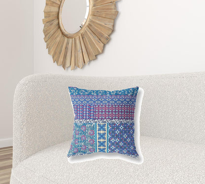 18” Navy Plum Patch Blown & Closed Suede Throw Pillow