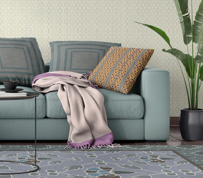 16" X 16" Brown And Yellow Geometric Blown Seam Suede Throw Pillow