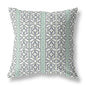 16" X 16" White And Gray Geometric Blown Seam Suede Throw Pillow
