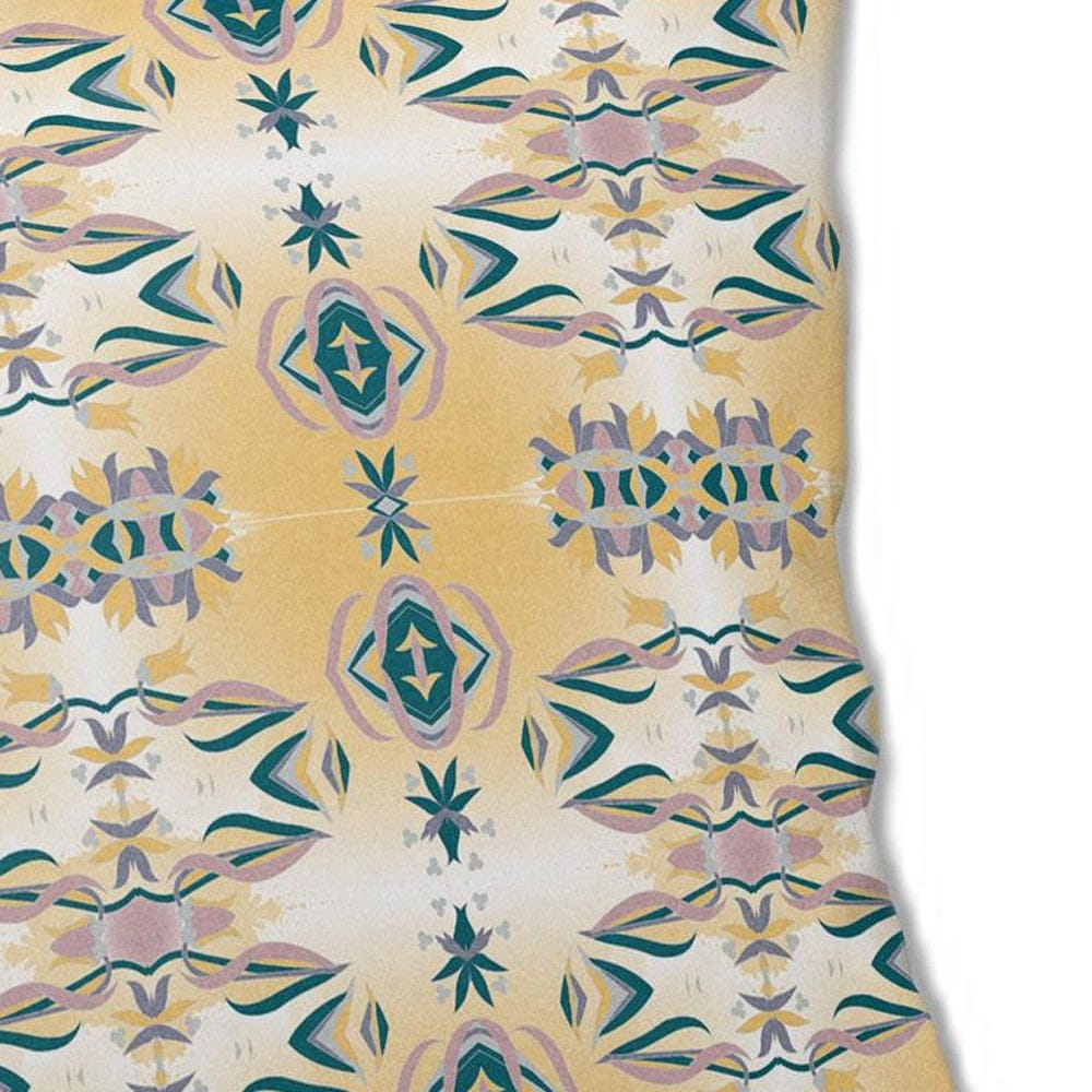 18" X 18" White And Yellow Abstract Blown Seam Suede Throw Pillow