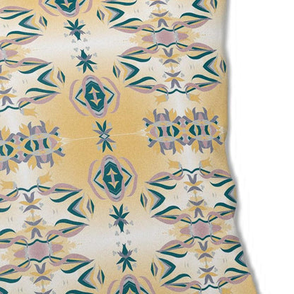 18" X 18" White And Yellow Abstract Blown Seam Suede Throw Pillow