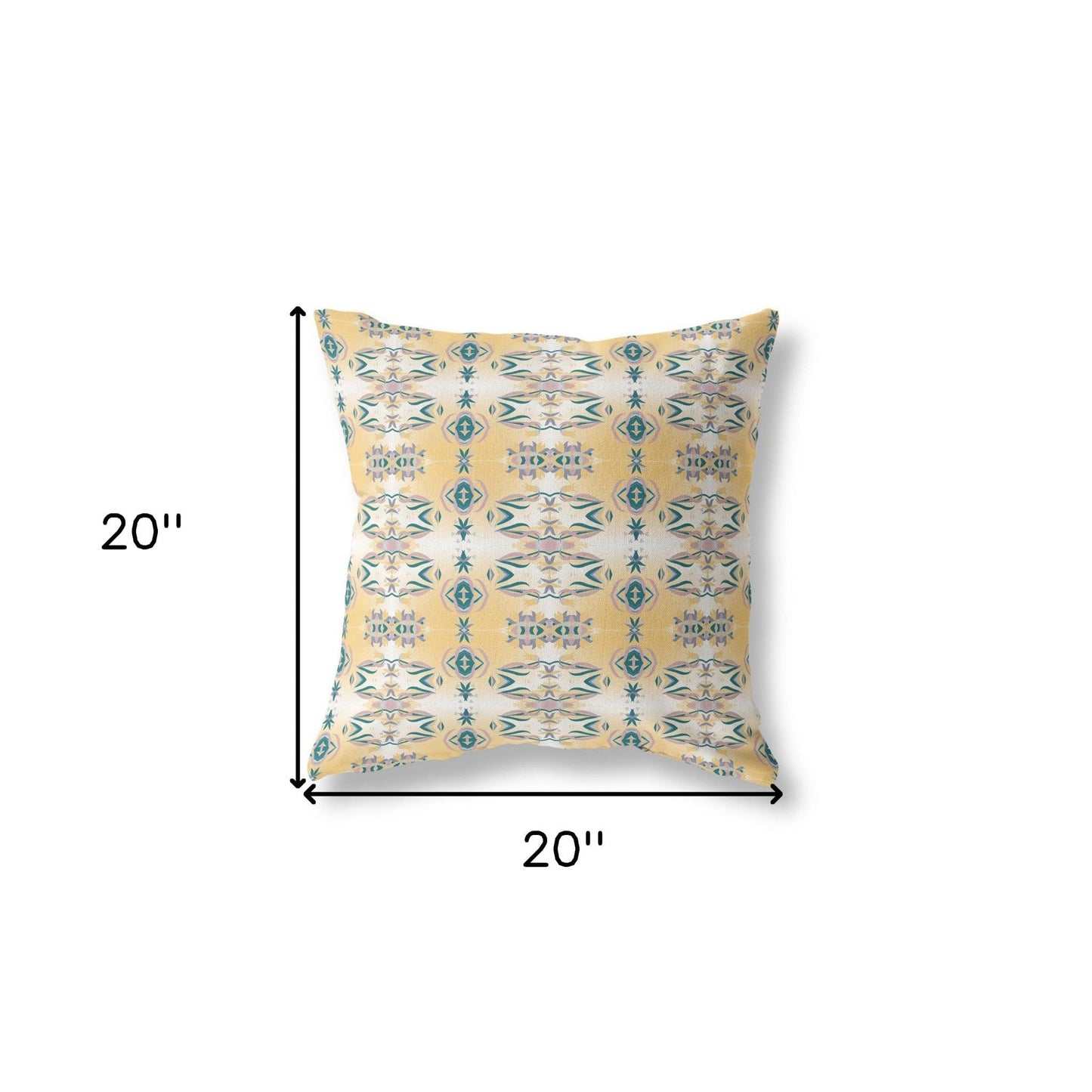 18" X 18" White And Yellow Abstract Blown Seam Suede Throw Pillow