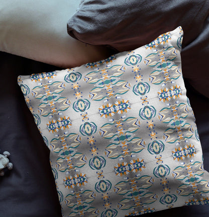 16" X 16" Off White And Brown Abstract Blown Seam Suede Throw Pillow