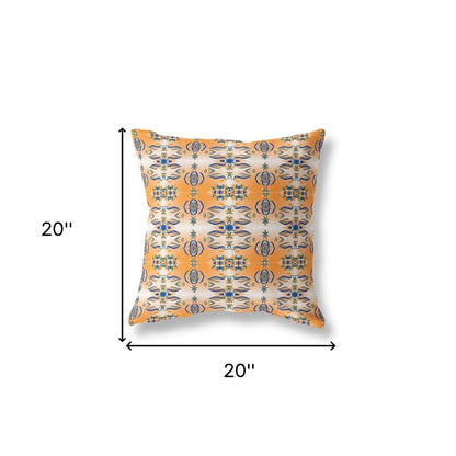 18" X 18" Orange And Gray Abstract Blown Seam Suede Throw Pillow
