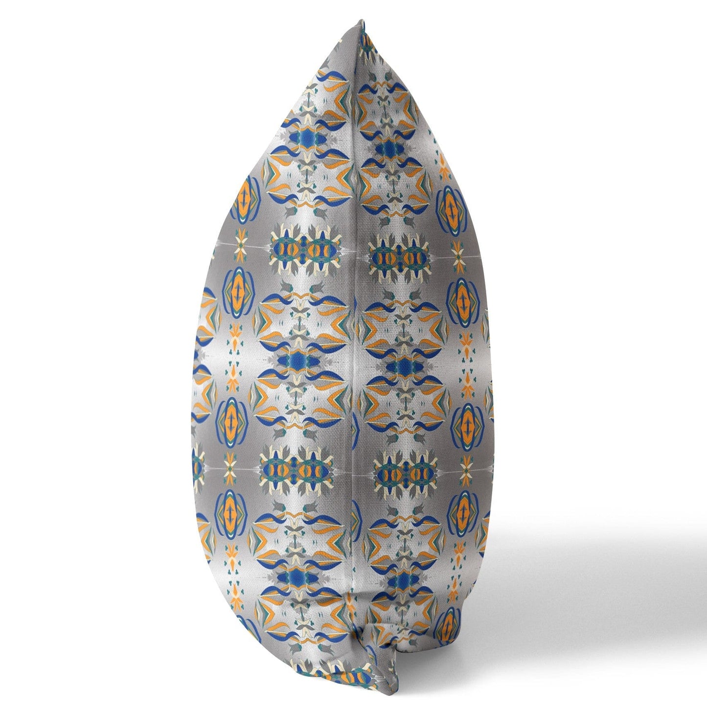 18" X 18" Gray And Orange Abstract Blown Seam Suede Throw Pillow