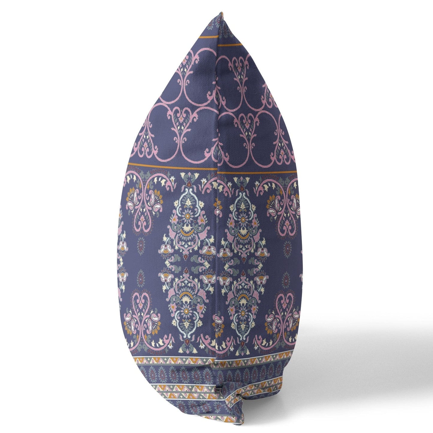 18" X 18" Blue And Pink Stencil Blown Seam Suede Throw Pillow