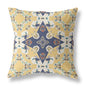 16" X 16" Yellow And Blue Floral Blown Seam Suede Throw Pillow
