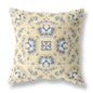 16" X 16" Yellow Floral Blown Seam Suede Throw Pillow