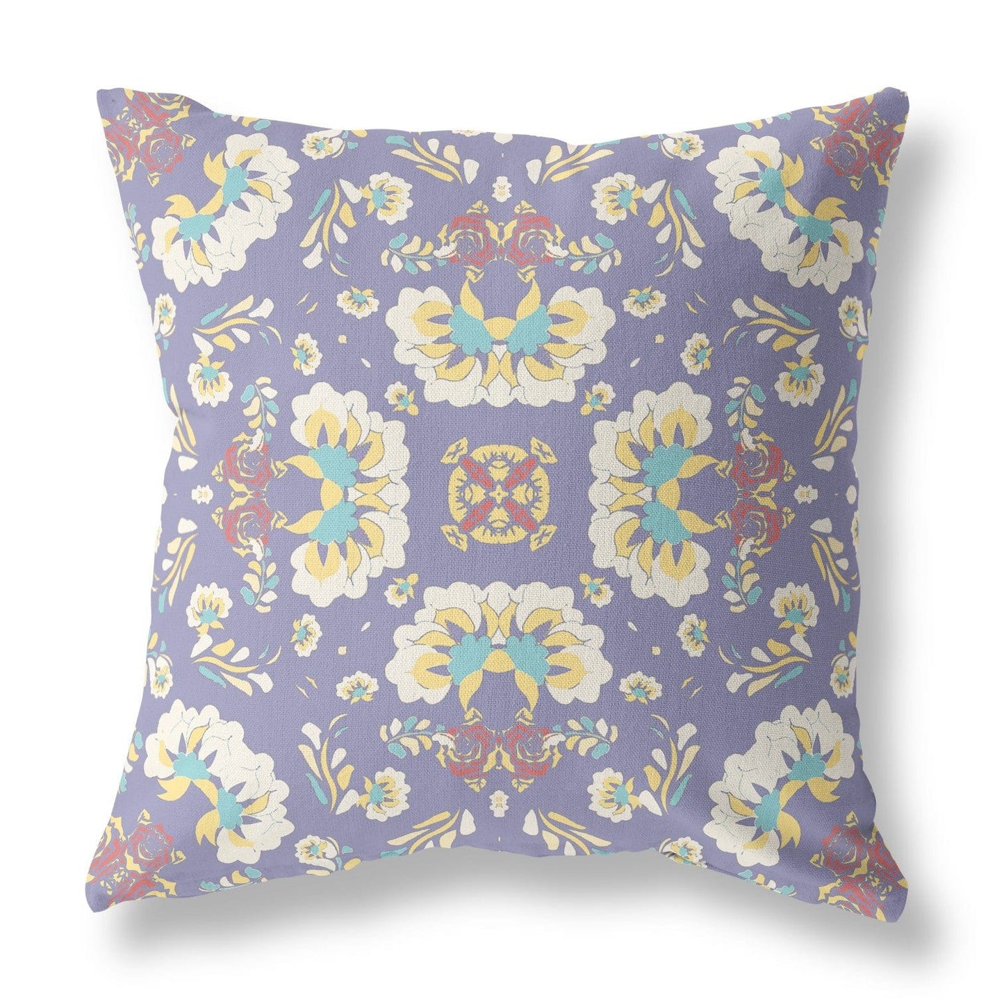 16" X 16" Purple Floral Blown Seam Suede Throw Pillow