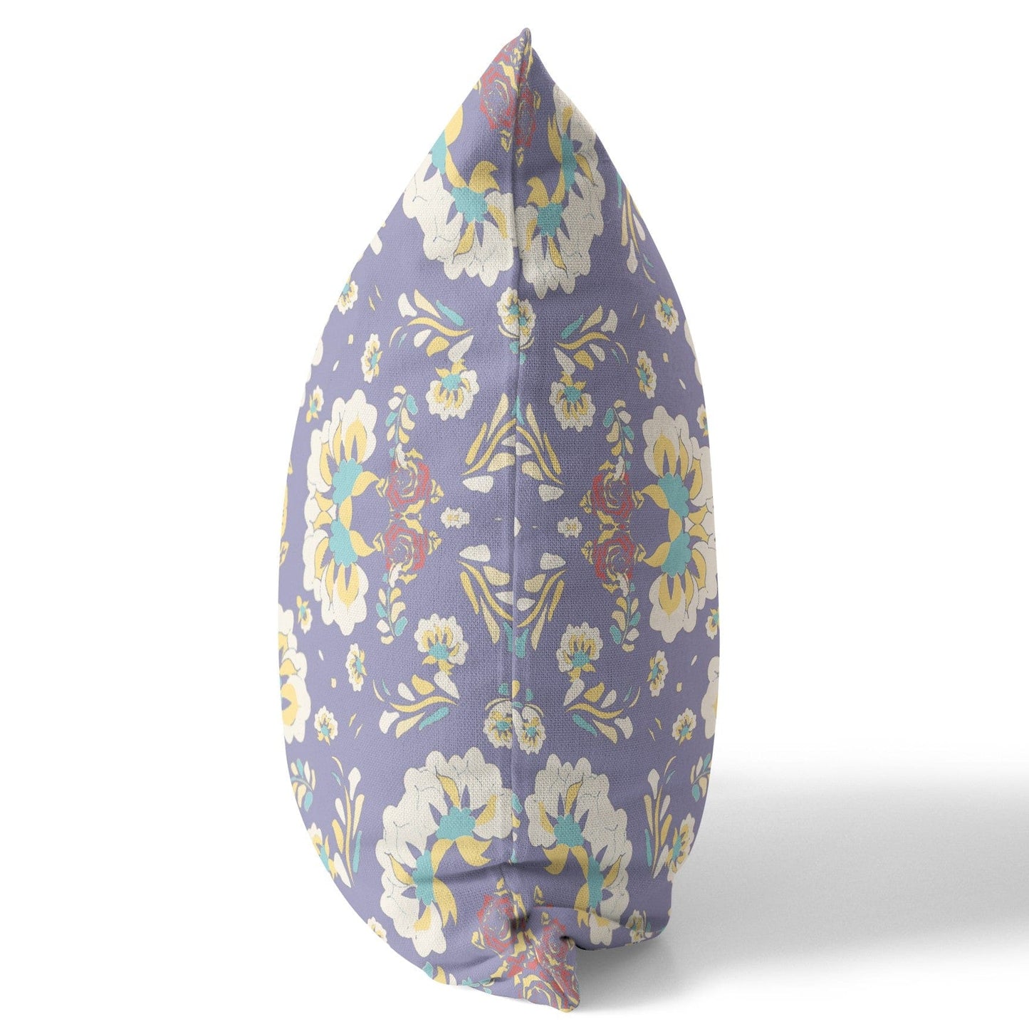 18" X 18" Purple Floral Blown Seam Suede Throw Pillow