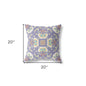 18" X 18" Purple Floral Blown Seam Suede Throw Pillow