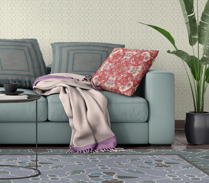 16" X 16" Red Abstract Blown Seam Suede Throw Pillow