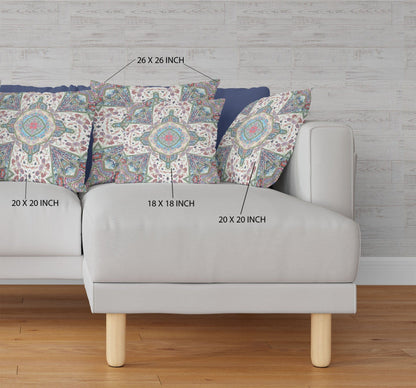 16” Cream Pink Boho Flower Zippered Suede Throw Pillow