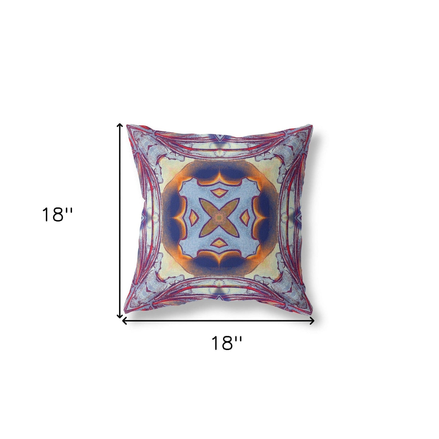 18" X 18" Purple Peach Indigo Muted Yellow Geometric Zippered Suede Throw Pillow
