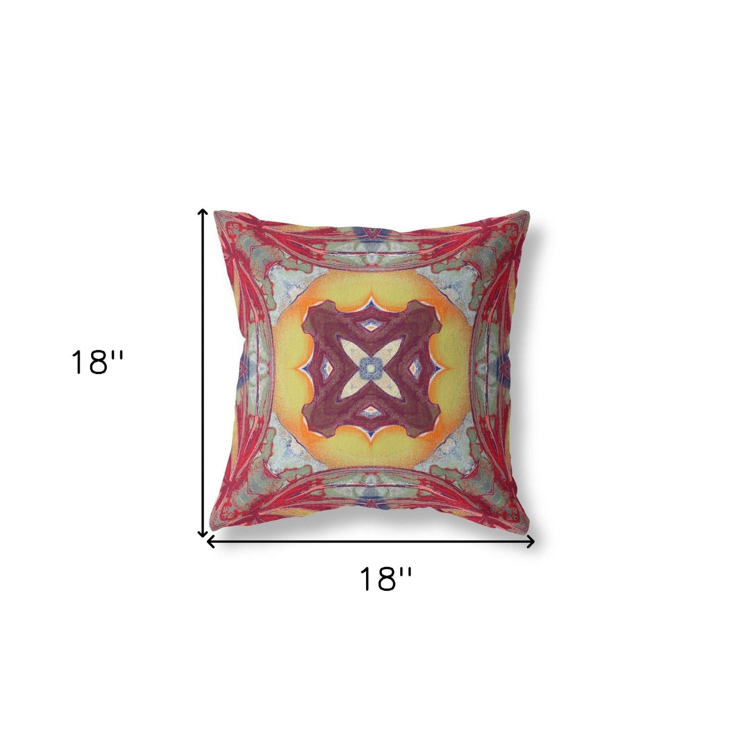 18" X 18" Yellow Red Magenta Green Geometric Zippered Suede Throw Pillow
