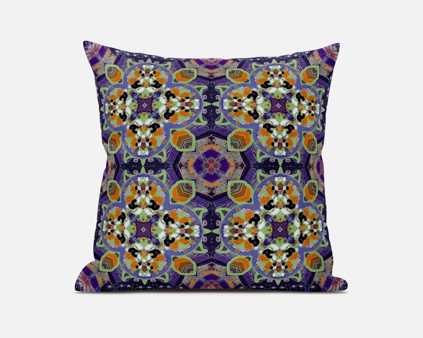 16” Purple Orange Cloverleaf Boho Suede Throw Pillow
