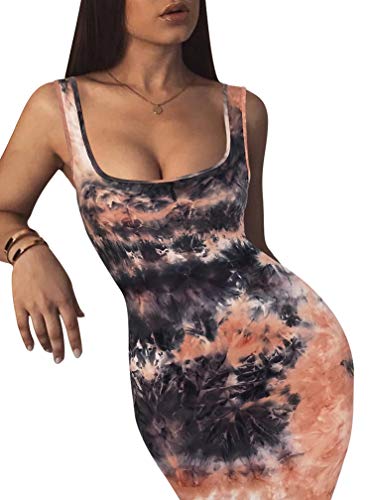 LAGSHIAN Women's Sexy Bodycon Tank Dress Sleeveless Basic Midi Club Dresses Yellow