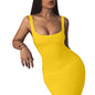 LAGSHIAN Women's Sexy Bodycon Tank Dress Sleeveless Basic Midi Club Dresses Yellow