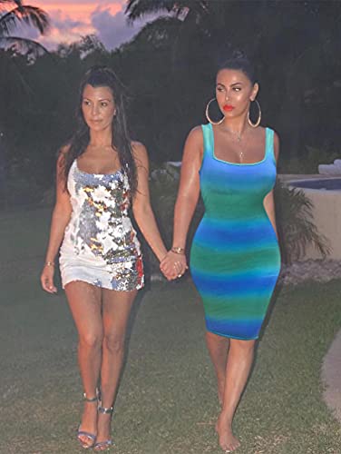 LAGSHIAN Women's Sexy Bodycon Tank Dress Sleeveless Basic Midi Club Dresses Yellow