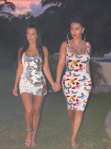 LAGSHIAN Women's Sexy Bodycon Tank Dress Sleeveless Basic Midi Club Dresses Yellow