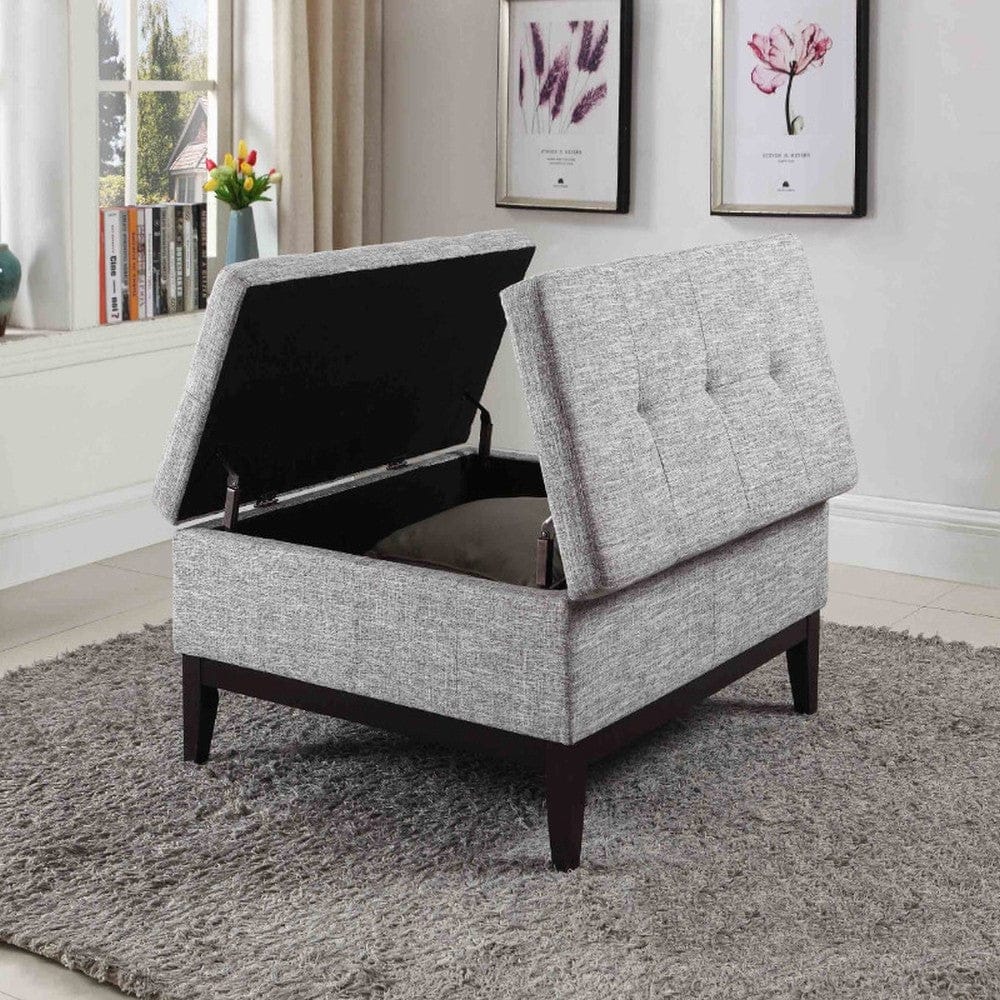 36” Heathered Gray and Black Ottoman with Hidden Storage