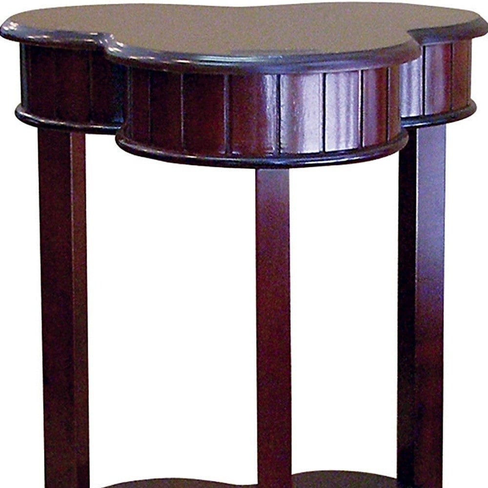 28" Brown Solid And Manufactured Wood Free Form End Table With Shelf