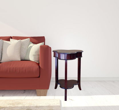 28" Brown Solid And Manufactured Wood Free Form End Table With Shelf