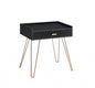 24" Gold And Black Modern Rectangular End Table With Drawer