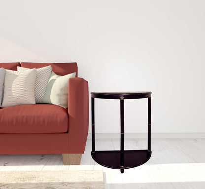 26" Dark Brown Manufactured Wood Half Circle End Table