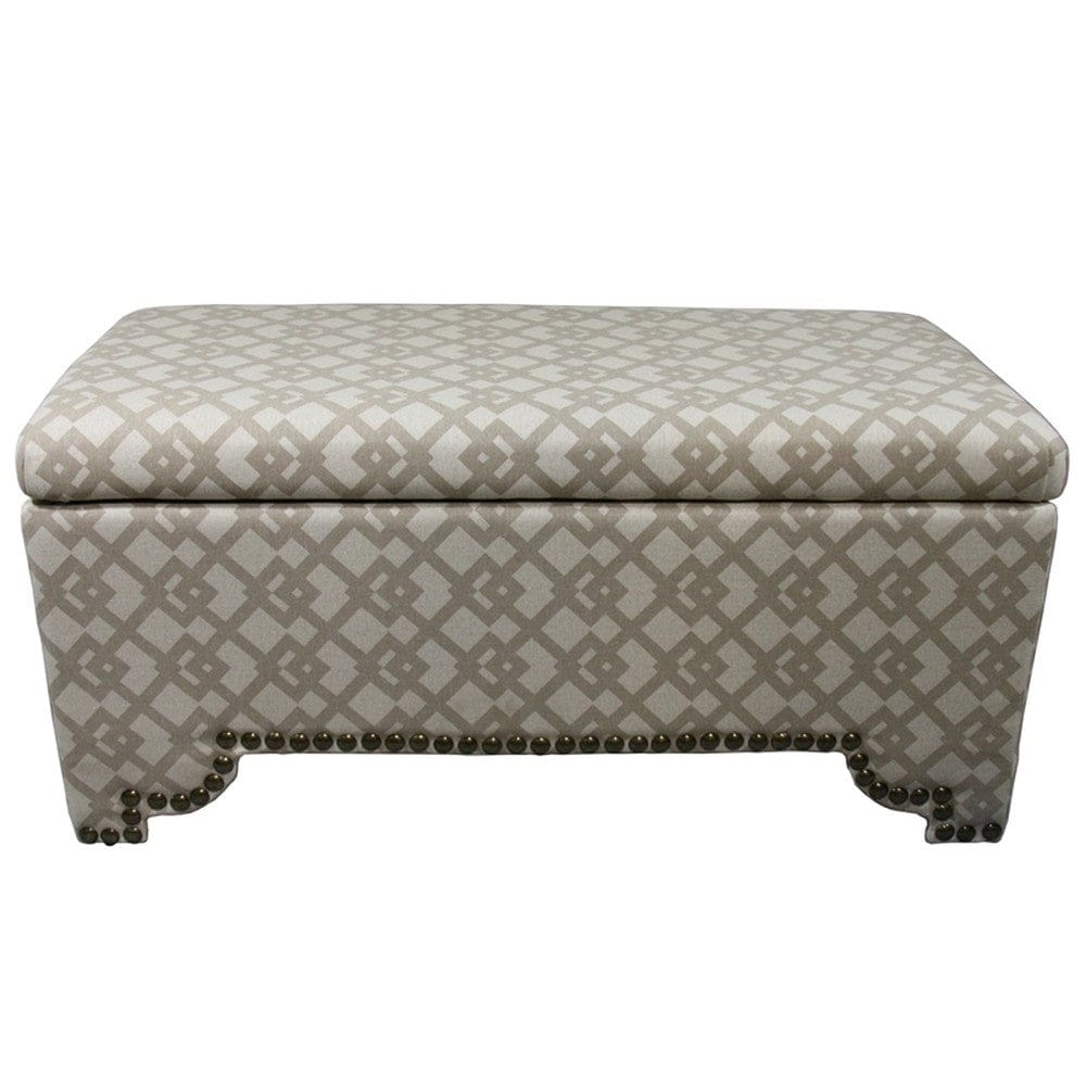 Taupe Geometric Storage Bench with Ottomans Four Piece Set