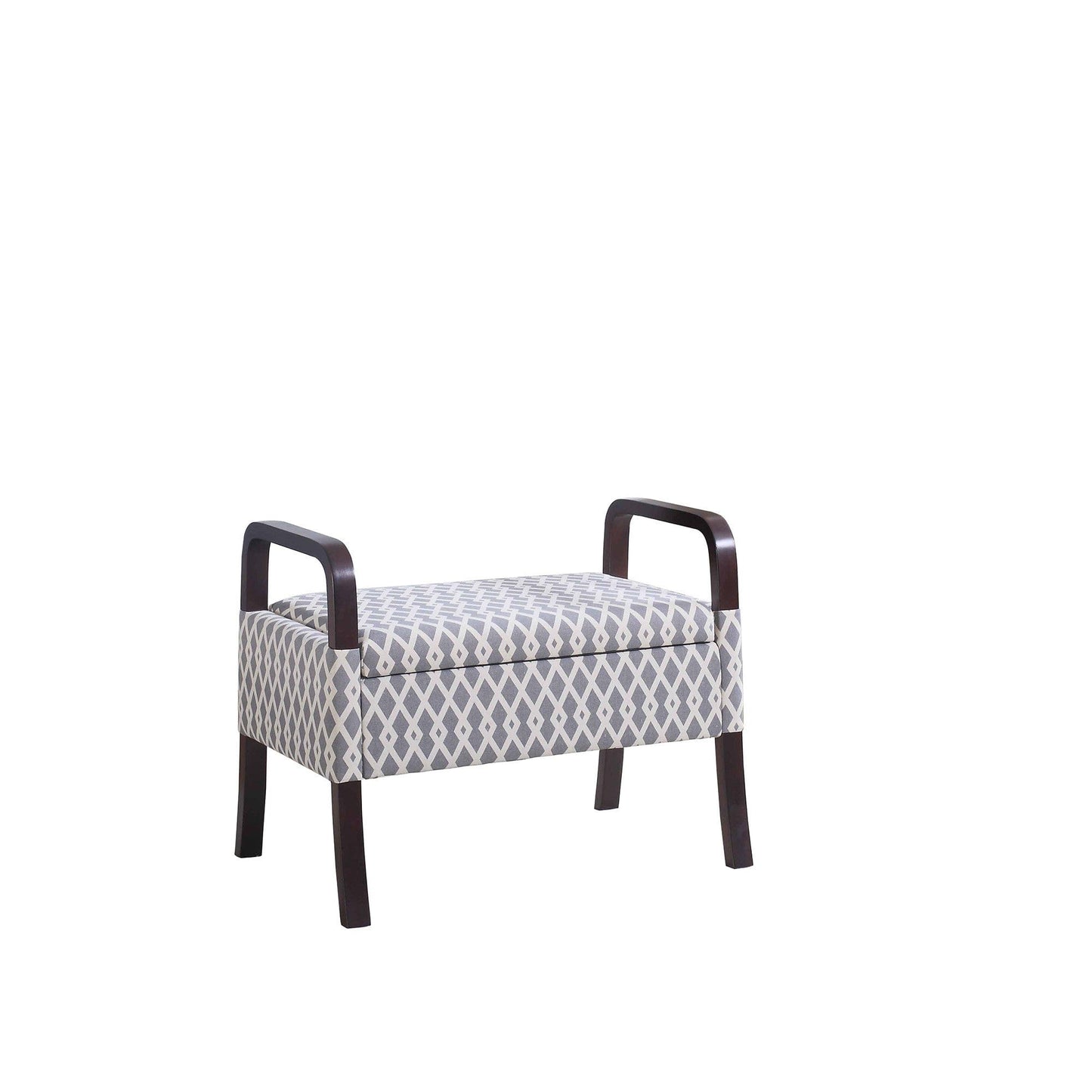 Trellis Print Mid Century Vanity Storage Bench