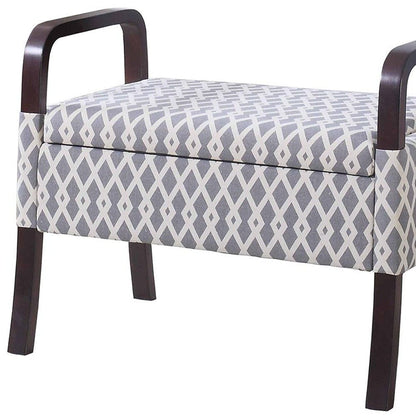 Trellis Print Mid Century Vanity Storage Bench