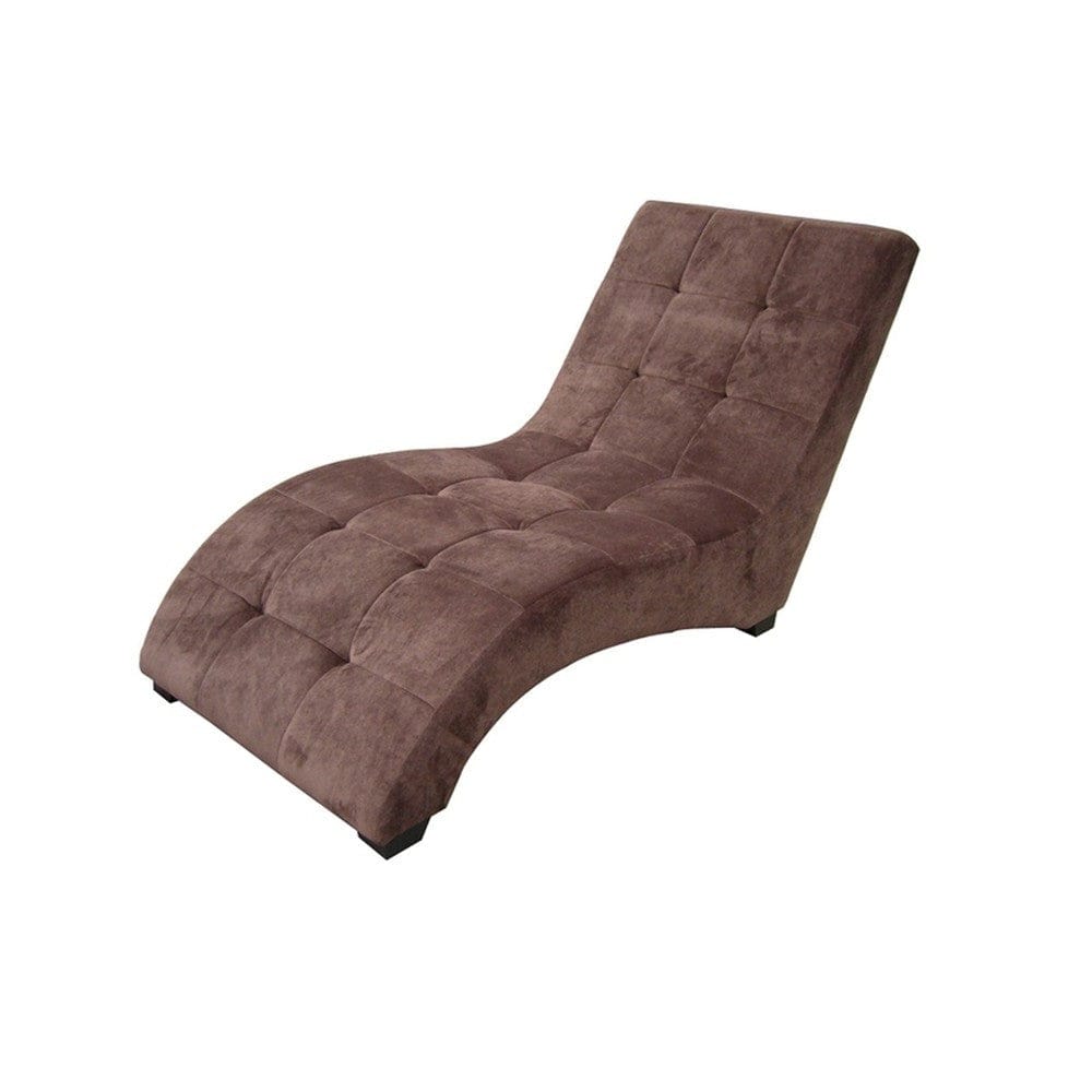 52" Brown Faux Suede Curved Chaise Lounge Accent Chair