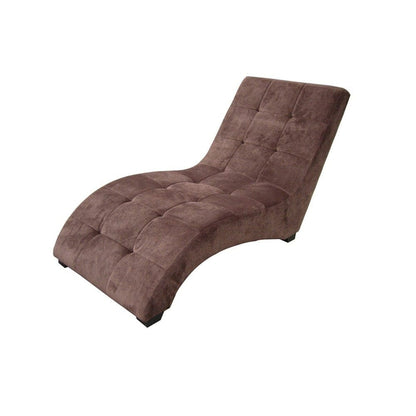 52" Brown Faux Suede Curved Chaise Lounge Accent Chair