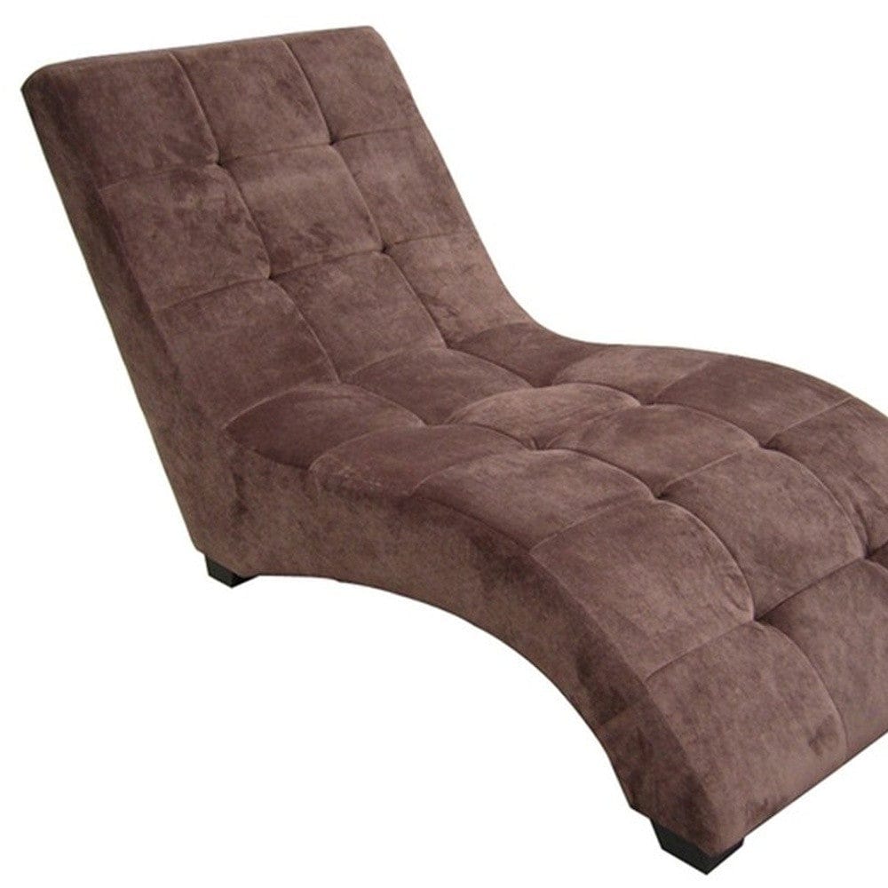 52" Brown Faux Suede Curved Chaise Lounge Accent Chair