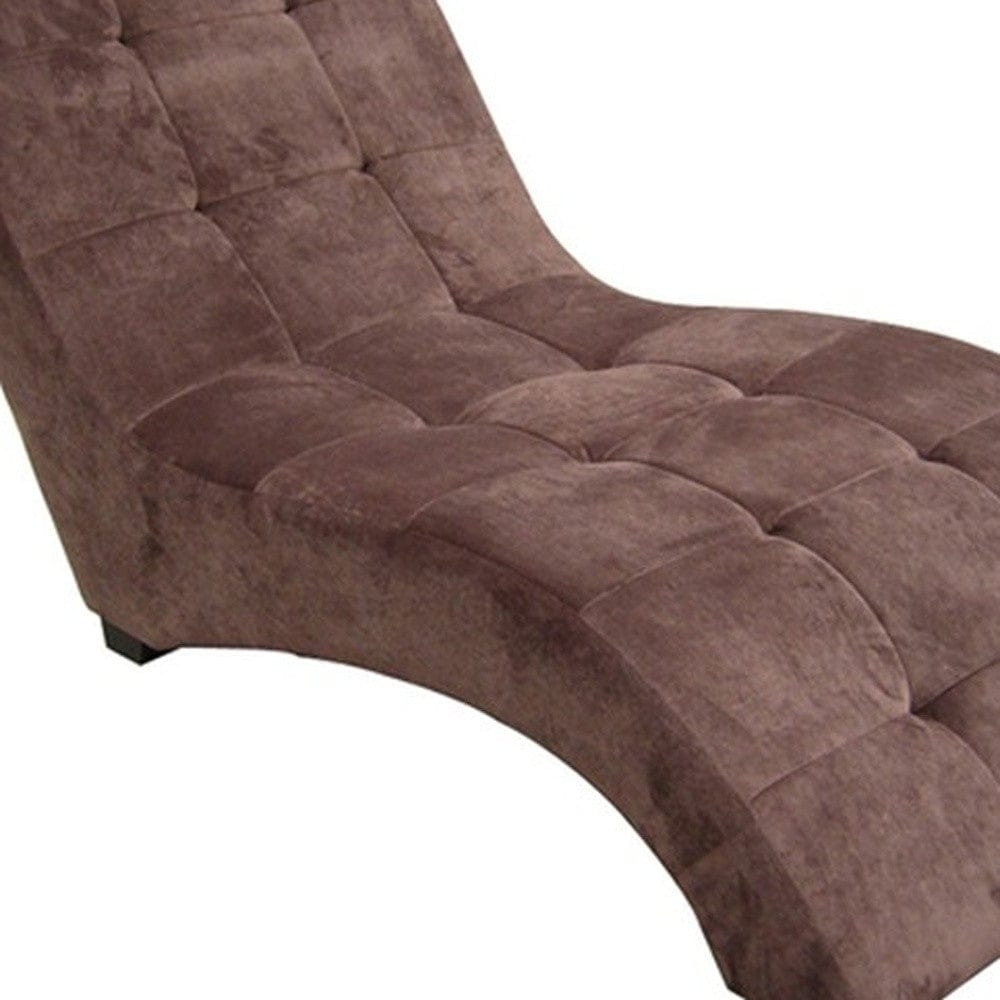 52" Brown Faux Suede Curved Chaise Lounge Accent Chair