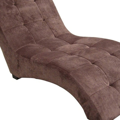 52" Brown Faux Suede Curved Chaise Lounge Accent Chair