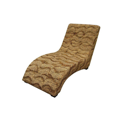 52" Leopard Print Faux Suede Curved Chaise Lounge Accent Chair